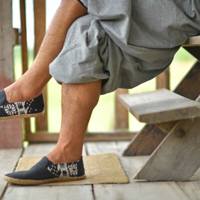 virblatt - Alpargatas Hombre | 100% cáñamo | Zapatos de verano alpargatas de hombre zapatillas de hombre zapatos de tela zapatos casuales - calza 42 negro