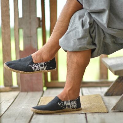 virblatt - Espadrilles Men | 100% hemp | Summer shoes men's espadrilles men's slippers fabric shoes casual shoes - fits 43 black