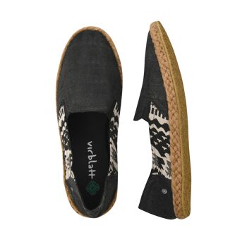 virblatt - Espadrilles Homme | 100% chanvre | Chaussures d'été espadrilles pour hommes pantoufles pour hommes chaussures en tissu chaussures de loisirs - taille 44 noir 2