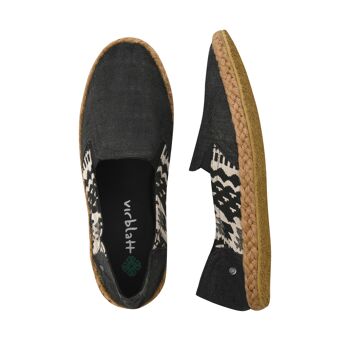 virblatt - Espadrilles Homme | 100% chanvre | Chaussures d'été espadrilles pour hommes pantoufles pour hommes chaussures en tissu chaussures décontractées - taille 45 noir 2