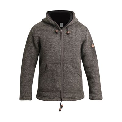 virblatt - wool jacket men | Wool & Fleece | Winter jacket men warmly lined hoodie men fleece sweater men - hibernation XL brown