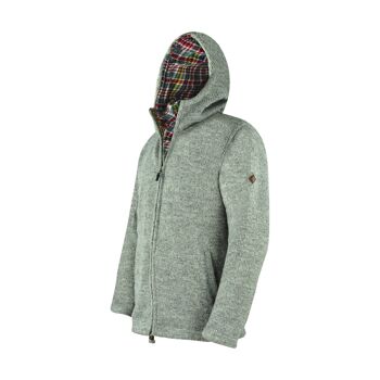 virblatt - veste en laine hommes | Laine & Coton | Sweat à capuche homme veste à capuche laine pull à capuche laine mouton veste homme - Everest L gris 3