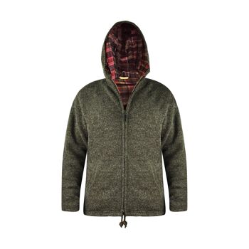 virblatt - veste en laine hommes | Laine & Coton | Sweat à capuche homme veste à capuche laine pull à capuche laine de mouton veste homme - Everest S marron 1