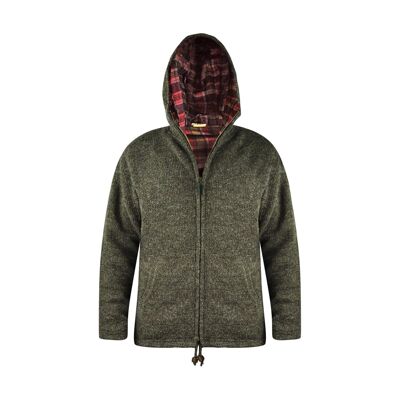 virblatt - veste en laine hommes | Laine & Coton | Sweat à capuche homme veste à capuche laine pull à capuche laine de mouton veste homme - Everest S marron