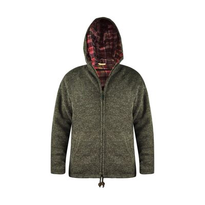 virblatt - Wolljacke Herren | Wolle & Baumwolle | Hoodie Herren Kapuzenjacke Wolle Kapuzenpullover Schafwolljacke Herren - Everest M braun