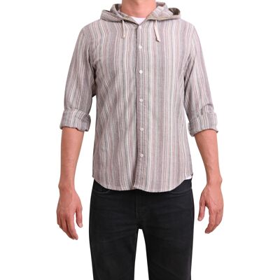 virblatt - men's summer shirt | cotton | Hippie shirt men's shirts long-sleeved non-iron men's shirt | hood | Fisherman shirt - Freidenker S brown