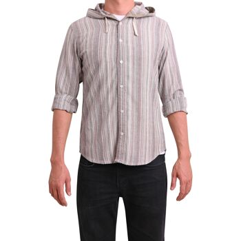 virblatt - chemise d'été pour hommes | coton | Chemise homme hippie chemise homme sans repassage à manches longues | capote | Chemise de pêcheur - Freidenker M marron 1
