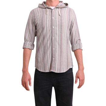 virblatt - chemise d'été pour hommes | coton | Chemise homme hippie chemise homme sans repassage à manches longues | capote | Chemise de pêcheur - Freidenker L marron 1