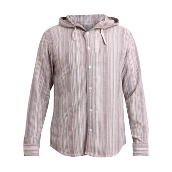 virblatt - chemise d'été pour hommes | coton | Chemise homme hippie chemise homme sans repassage à manches longues | capote | Chemise de pêcheur - Freidenker L marron 2