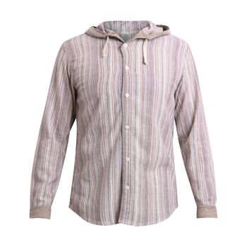 virblatt - chemise d'été pour hommes | coton | Chemise homme hippie chemise homme sans repassage à manches longues | capote | Chemise de pêcheur - Freidenker L marron 5