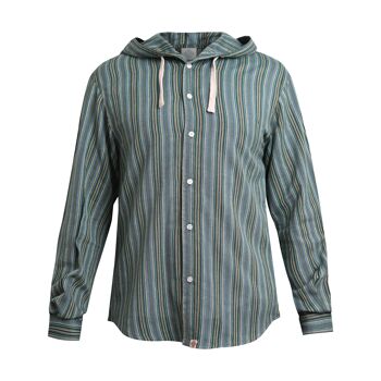 virblatt - chemise d'été pour hommes | coton | Chemise homme hippie chemise homme sans repassage à manches longues | capote | Chemise de pêcheur - Freidenker S vert 1