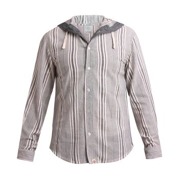 virblatt - chemise d'été pour hommes | coton | Chemise homme hippie chemise homme sans repassage à manches longues | capote | Chemise pêcheur - Freidenker M gris 1