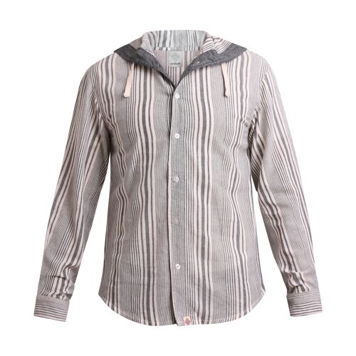 virblatt - Sommerhemd Herren | Baumwolle | Hippie Hemd Herrenhemden langarm bügelfrei Männer Hemd | Kapuze | Fischerhemd - Freidenker XL grau