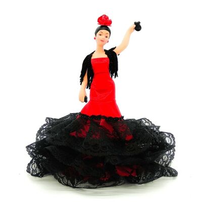 Muñeca de colección de porcelana de 18 cm. vestido lunares_720RJ