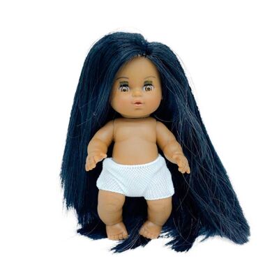 Mini bambola Cocoletas 15 cm mulatta nuda capelli lunghi lisci_MCM-LIS