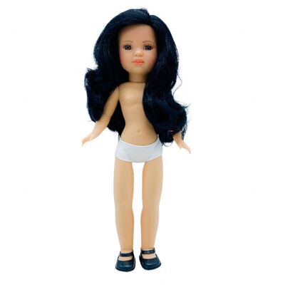 Simona-Puppe 40 cm. 100 % nackt, schwarze Haare, braune Augen_SIM40-01NM