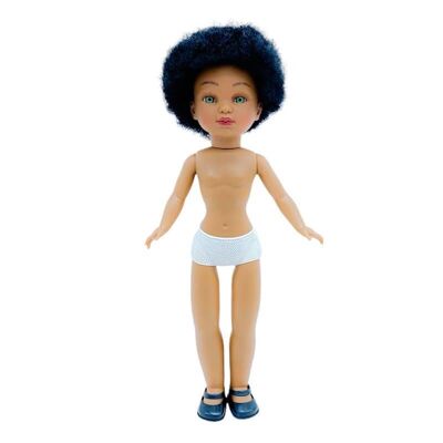 Bambola Simona 40 cm. 100% pelle mulatta nuda capelli afro_SIM40M-AFROV