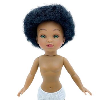 Poupée Simone 40 cm. 100% peau de mulâtre nude cheveux afro_SIM40M-AFROV 2