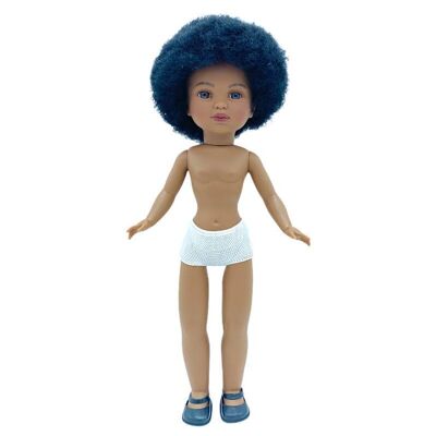 Bambola Simona 40 cm. 100% pelle mulatta nuda capelli afro_SIM40M-AFROM