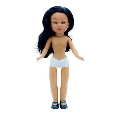 Simona doll 40 cm. 100% nude mulatto skin long hair_SIM40-01M-LARV