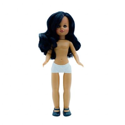 Bambola Sintra 40 cm. mulatta nuda capelli lunghi occhi castani_421M-LARM