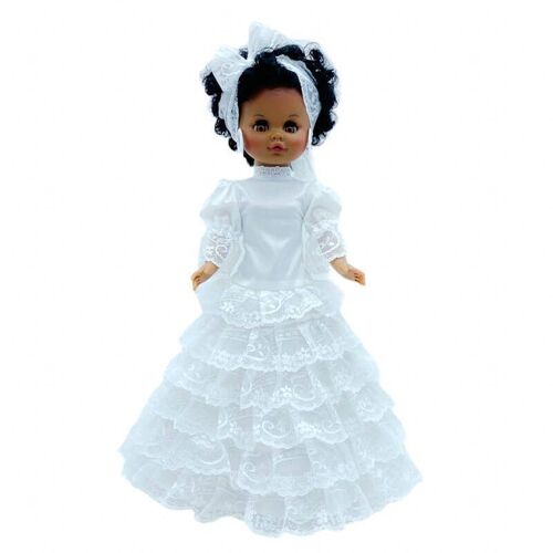 Muñeca Sintra 40 cm. mulata de colección religiosa Santera Blanca Obatala vestido religioso Cuba