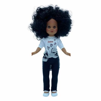 Sintra Mulatte Puppe 40 cm. Designerhose und T-Shirt_421M-HEARTS