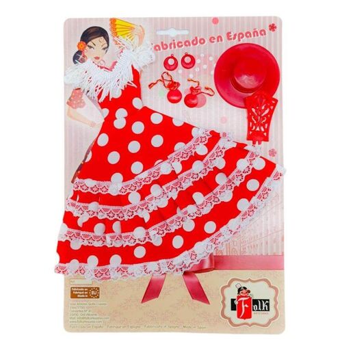 Set vestido, accesorios flamenca andaluza para muñeca maniquí_502RB