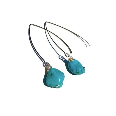 Turquoise Wishbone Earrings - Gold
