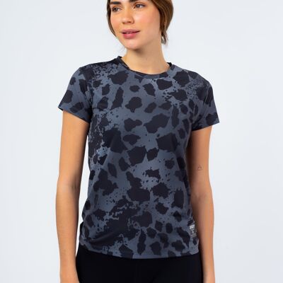 T-shirt Essentials 2.0 pour femme imprimé animal noir et gris