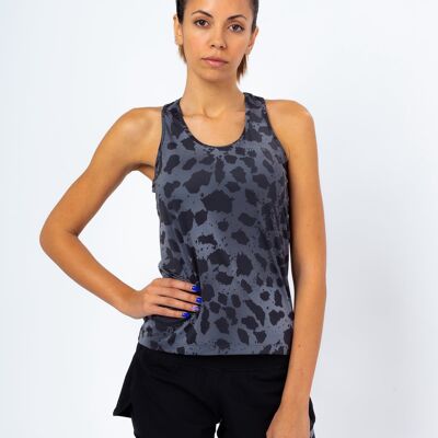 Ultraleichtes Damen-Tanktop 2.0 – Aktivistin mit Tierdruck, Schwarz und Grau