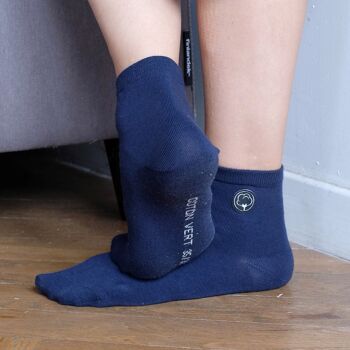 Les chaussettes basses unies en coton BIO | Bleu 1