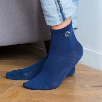 Les chaussettes basses unies en coton BIO | Bleu 2