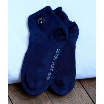 Les chaussettes basses unies en coton BIO | Bleu 4