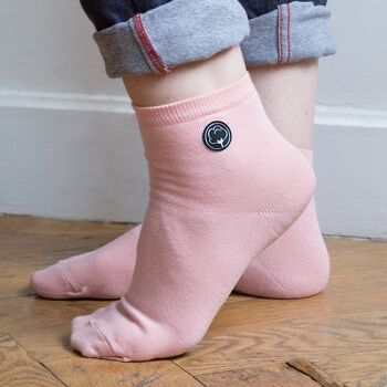 Les chaussettes basses unies en coton BIO | Rose crème 1