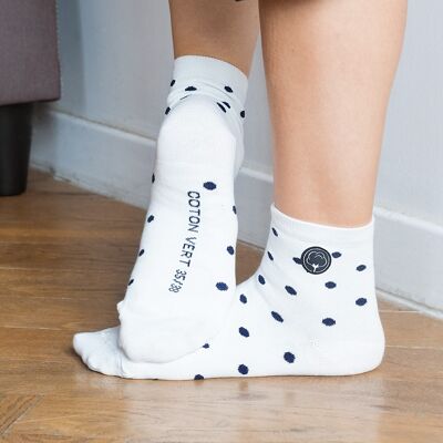 Organic cotton polka dot socks | White/blue