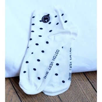 Les chaussettes basses à pois en coton BIO | Blanc/bleu 7