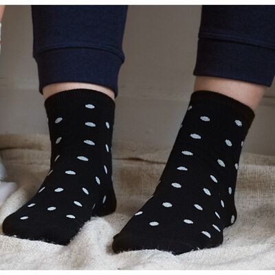 Gepunktete Socken aus Bio-Baumwolle | Schwarz-Weiss