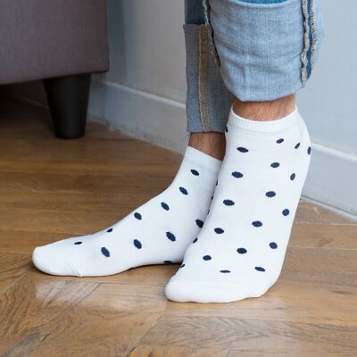Organic cotton polka dot ankle socks | White/blue