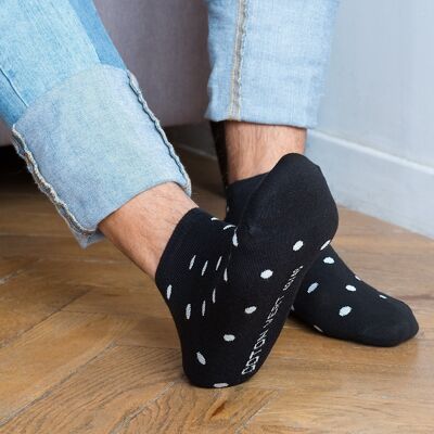 Organic cotton polka dot ankle socks | Black White