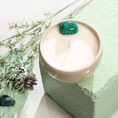 Crystal scented candle in handmade ceramic Bowl / small