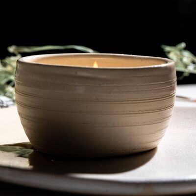 Scented candle in handmade ceramic bowl / small