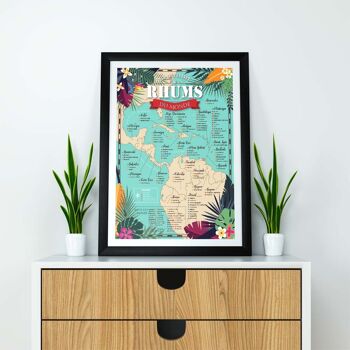 Affiche Rhum : Carte des 100 Meilleurs Rhums du Monde 2