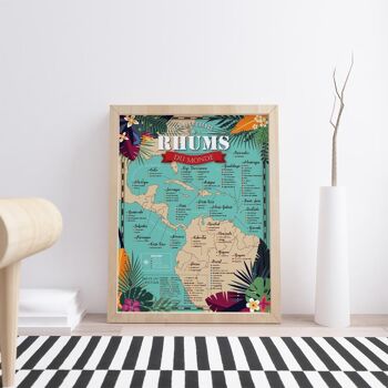 Affiche Rhum : Carte des 100 Meilleurs Rhums du Monde 3