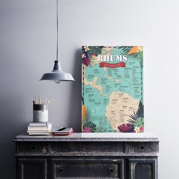 Affiche Rhum : Carte des 100 Meilleurs Rhums du Monde 6