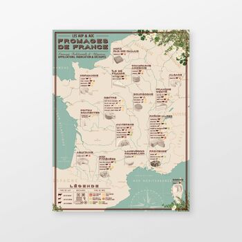 Affiche carte des fromages de France 1