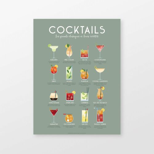 Affiche Cocktails : 16 Recettes incontournables