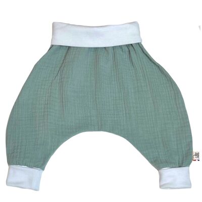 Pantalones bombachos gasa doble verde oliva