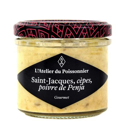 Rillettes de Saint-Jacques, cèpes, poivre de Penja