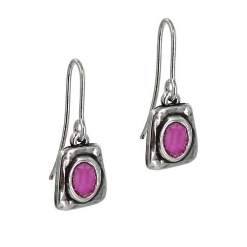 Pendientes piedra oval fucsia